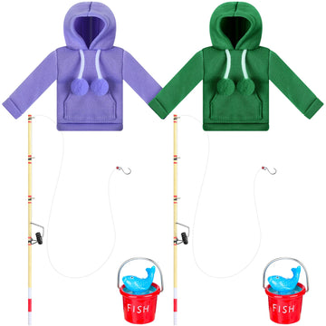 Meooeck 6 Pieces Christmas Elf Accessories Set Including 2 Holiday Elf Doll Clothes Outfit, And 4 Elf Doll Novelty Elf Accessori