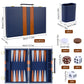 Reriver Backgammon Set 2 Players Classic Backgammon Sets For Adults Board Game With Pu Leather Case Portable And Travel Backgammon Set (Navy, 11Inch)
