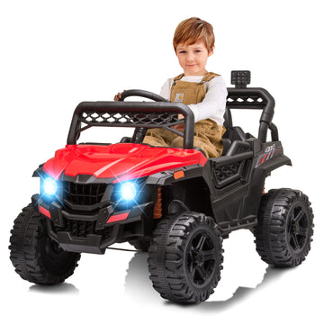 Nasitip 12V Kids Ride On Car Truck W/Parent Remote Control, Spring Suspension, Led Lights, Aux Port, Music (Red, No Tent)