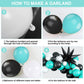 Wpensky Teal Balloon Arch Kit - PVC Teal Black Garland with Silver Foil Stars for Birthday, Wedding, Baby Shower, Graduation Party