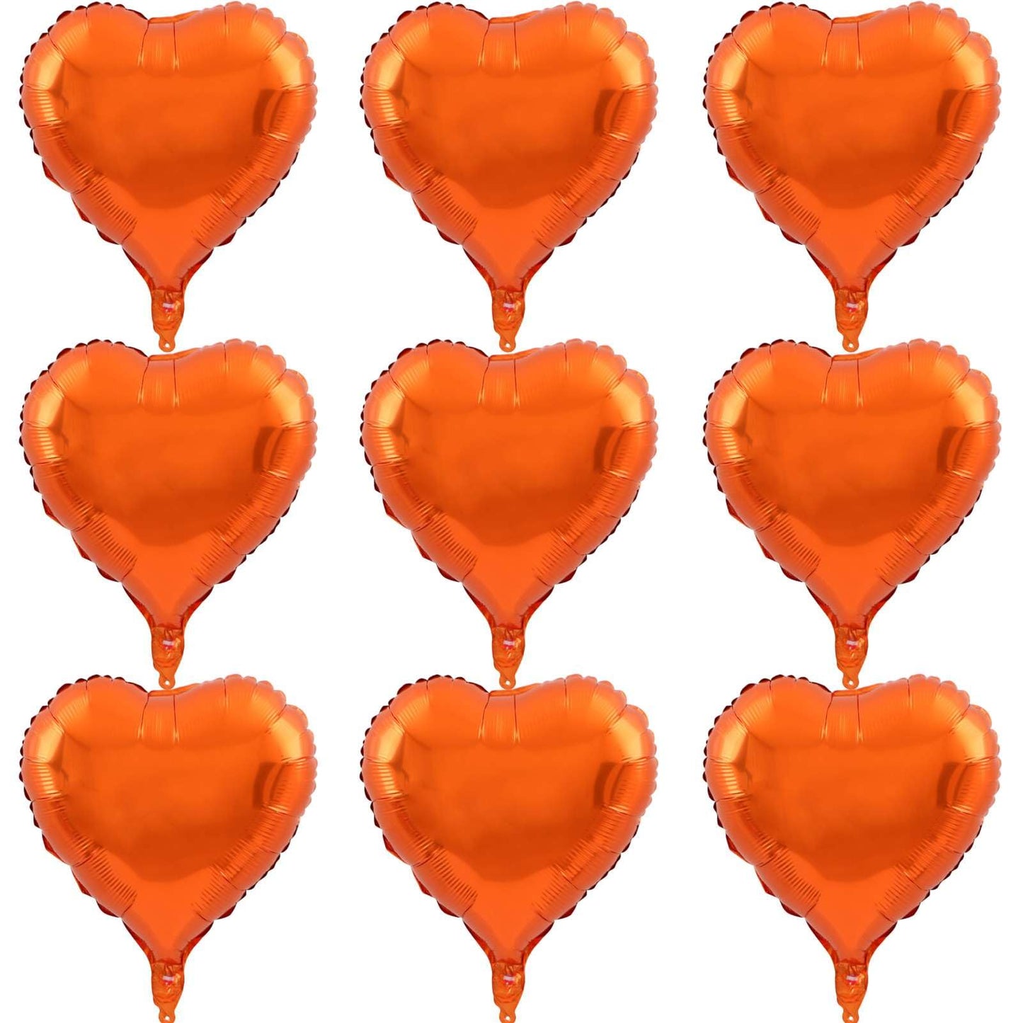 Lovoir 10 Pcs Orange Heart Shape Foil Mylar Balloons 18 Inch Love Balloons For Valentine'S Day Birthday Party Decorations Weddin