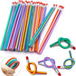Gold Leaf 20Pack Flexible Bendy Pencils  Colorful Stripe Soft Rubber Pencils With Erasers  Fun Party Bag Fillers, Classroom G
