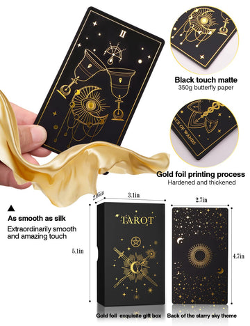 Wjpc Gold Foil Tarot Cards With Guide Book Set&Gift Box For Beginner& Expert. Original Designtarot Decks, Tarot Cards Decks