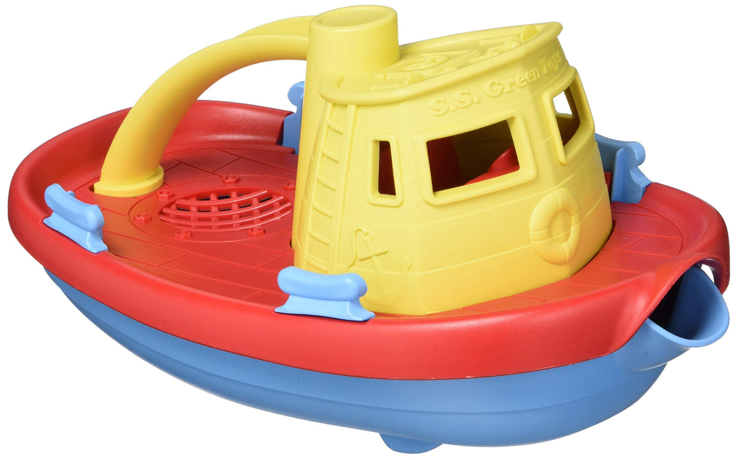 Green Toys Tugboat - Kids Bath Toy, Recycled Plastic, Dishwasher Safe, Multi-Color, Model TUG01R-ACB, One Size
