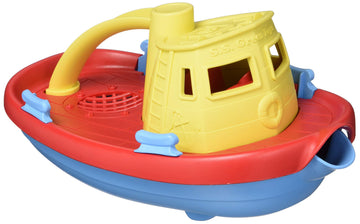 Green Toys Tugboat - Kids Bath Toy, Recycled Plastic, Dishwasher Safe, Multi-Color, Model TUG01R-ACB, One Size