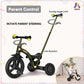 KRIDDO 4-in-1 Kids Tricycle for 1.5 to 3 Yea Old with Parent Steering Push Handle, 12 Inch Front Wheel Trike, Toddler Balance Bi