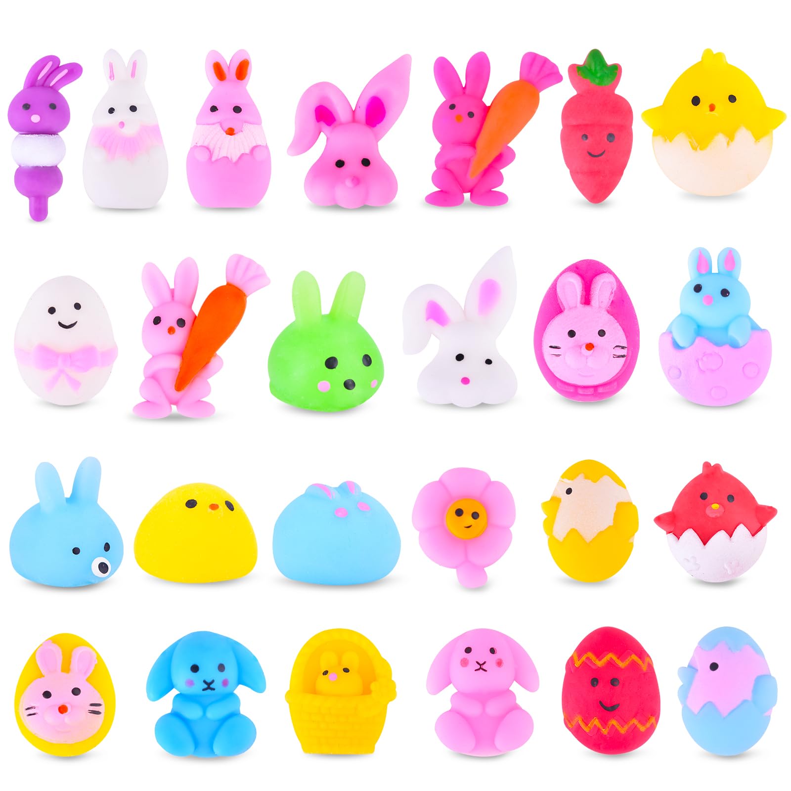 LEEHUR 30Pcs Prefilled Easter Eggs with Animal Mochi Squishy Stress Relief   Colorful Easter Fidget Toys Great for mature-themed Easter Basket Stuffers Egg Fillers Party Favors (Multicolor-30)