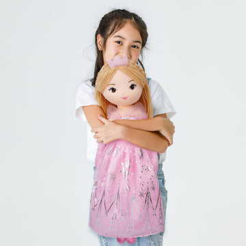 June Garden 30" XL Princess Seraphina Rag Doll - Adorable Soft Stuffed Doll for Girls in Pink Dress