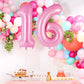 AIQINHU Pink Foil Number 16 Balloon - 40 Inch Giant Mylar Balloon for 16th Birthday Party Decorations