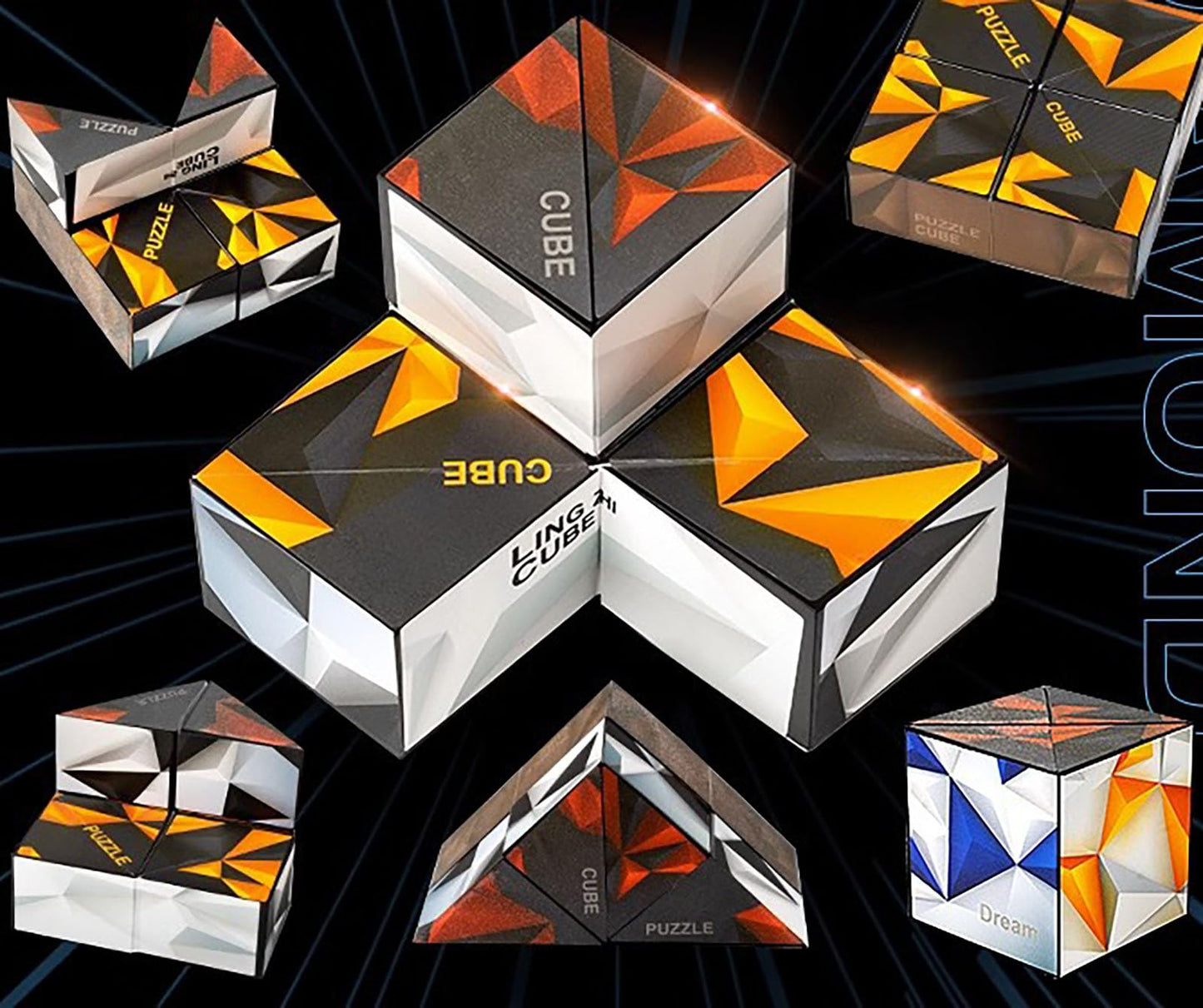 Magic Cube 2 in 1 Set Puzzle Brain Teasers Toy Geometric Brain Teaser Puzzles Geometry 3D Logic IQ Games Puzzle Cubes for Kids and mature-themeds (Diamond)