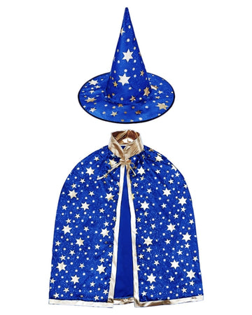 Newland Wizard Costume Kids,3-10 Years Wizard Cape And Hat,Kids Cloak Dress Up Party Supplies For Halloween Christmas Cosplay