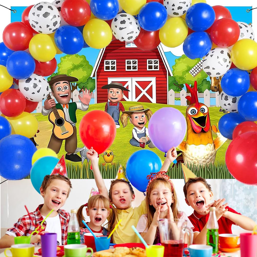 Yriowmi Farm Animals Theme Party Decorations,Children'S Birthday Party Background Fabric,Farm Animal Background Photo Banner,7 X