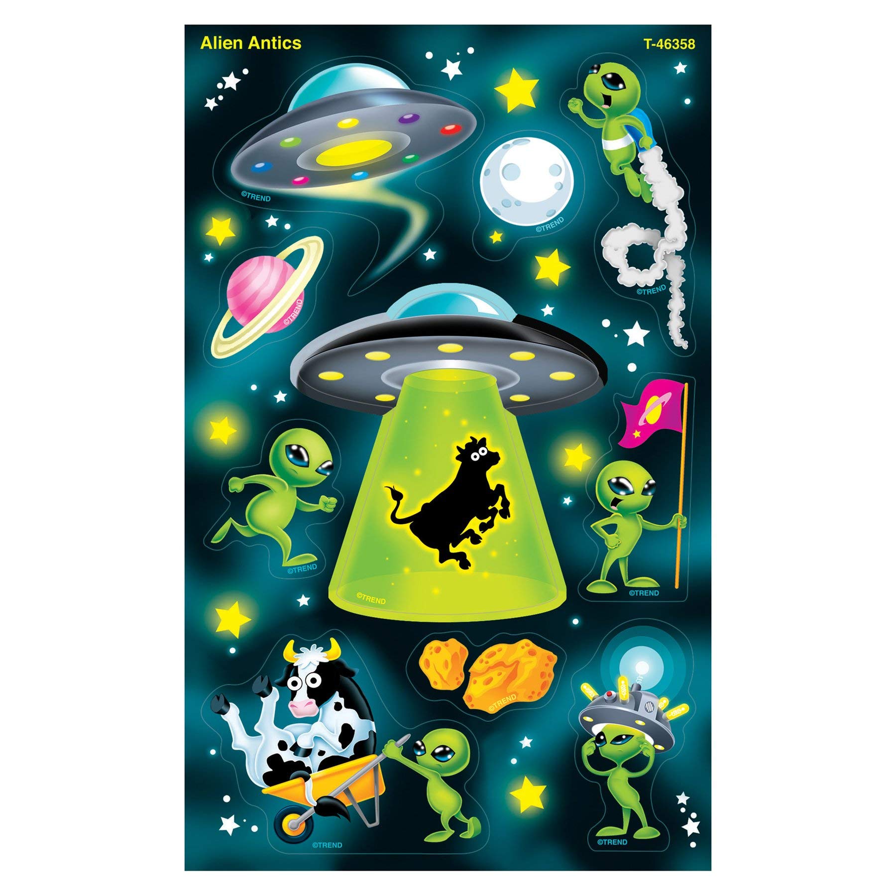 Trend Enterprises, INC. Alien Antics Large superShapes Stickers, 80 pcs. - Out of This World Fun from