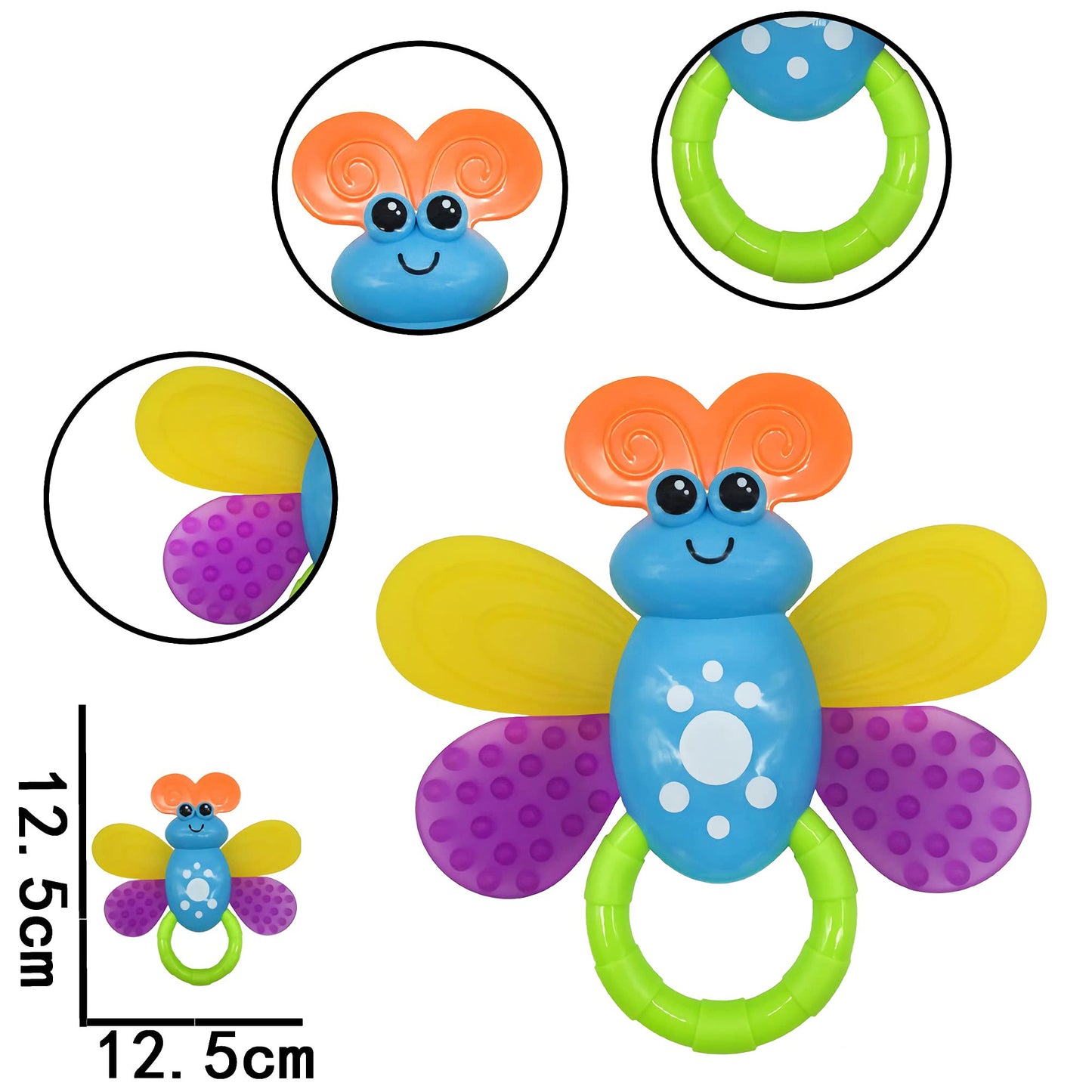 AIVIAI 9pcs Baby Rattle Teether Set - Storage Box, Blue, ABS, for Infants 0-18 Months