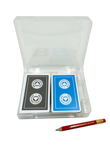 Baron Barclay Two Decks of ACBL Playing Cards in a Plastic Double Deck Box with Pencil
