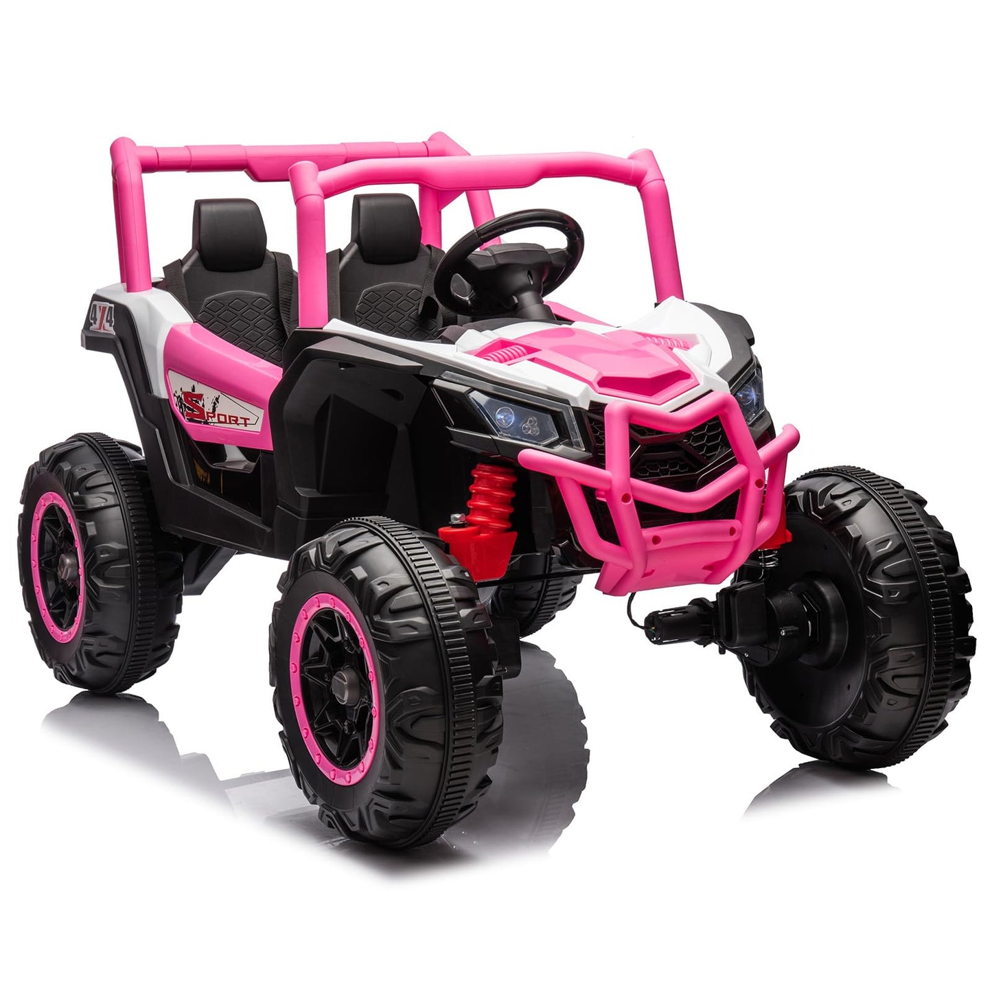 24V Ride on Toys for Big Kids, Ride on Truck w/ 4-Wheeler Suspension, 3 Speeds, Led Lights, 2 Seater Ride on Cars with Remote Co