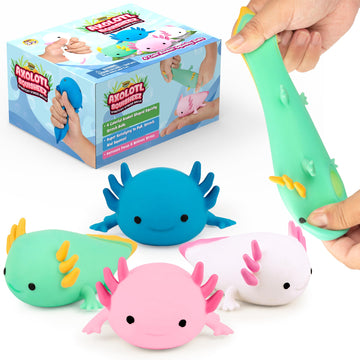 Yoya Toys Squisheez Axolotl 4Pack - Mini Squishy Animal Toys For Stress Relief - Fun And Cute Toys For Kids And Adults - Kawaii