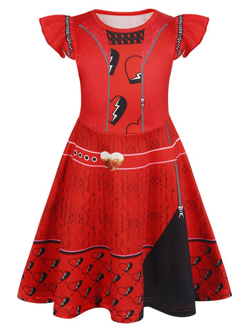 Wonderbabe Girls Rise Red Dress Descendants Costumes Little Kids Birthday Christmas Costume Kids Movie Cosplay Clothes Outfit Size 5-6T