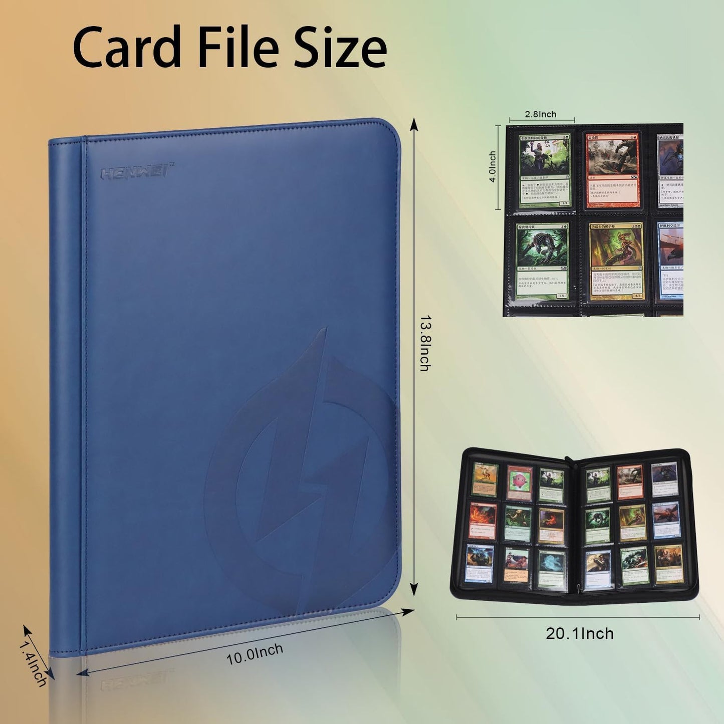 9 Pocket Card Binder  enhanced Zip Trading Card Binder  360 Double Sided Pocket PU Collection Binder  Collector Album  Card Folder for MTG  TCG  Sports Cards  (Blue)