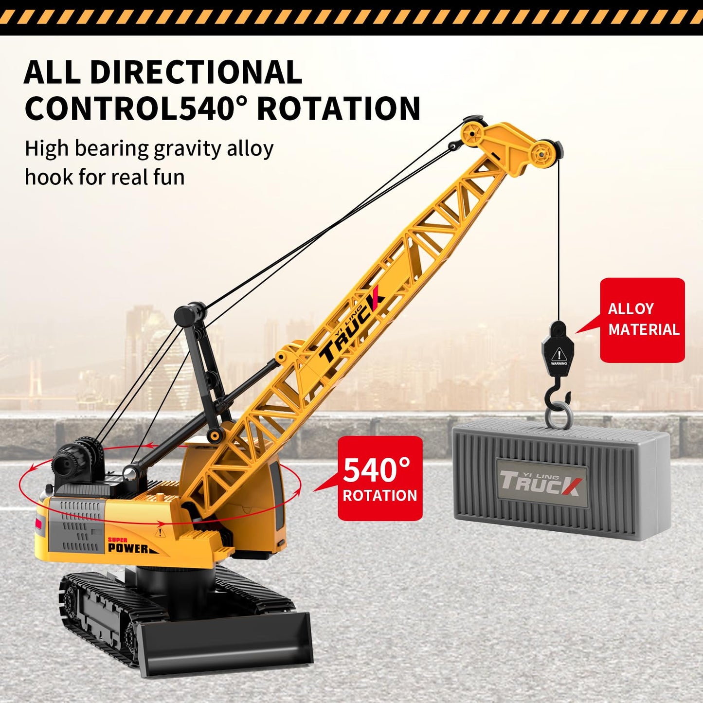 Dwi Dowellin Remote Control Crawler Crane for Boys,11-Channel 2.4GHz RC Construction Crane Toy for Kids Age 3 4-7 8 9 10 Year Ol