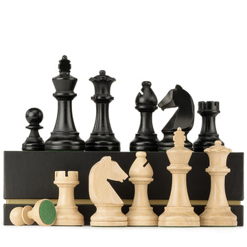 A&A Premium Triple Weighted Staunton Wooden Chess Pieces W/ 2 Extra Queen - King Height 3.75'/9.5Cm / 2 Storage Bags