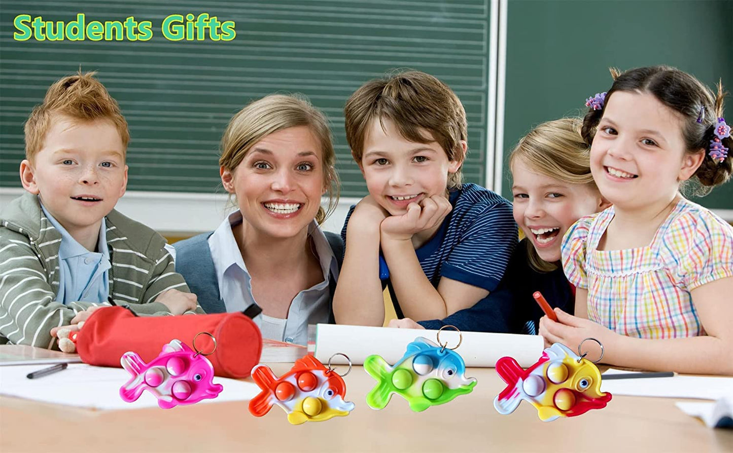 100 Packs Summer Present Unique Mini Fish Assorted fidgets for Kids Children Classroom Students Gifts from Teacher,Birthday Part