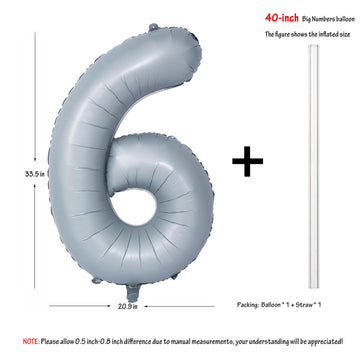 40 In Matte Gray Number Balloons Helium Foil Mylar Balloon Birthday Party Banquet Decoration 6