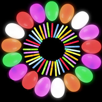 Aomingge Colorful Bright Plastic Easter Eggs, Glow Eggs With Mini Glow Sticks For Easter Egg Hunt Games, Surprise Egg, Assorted