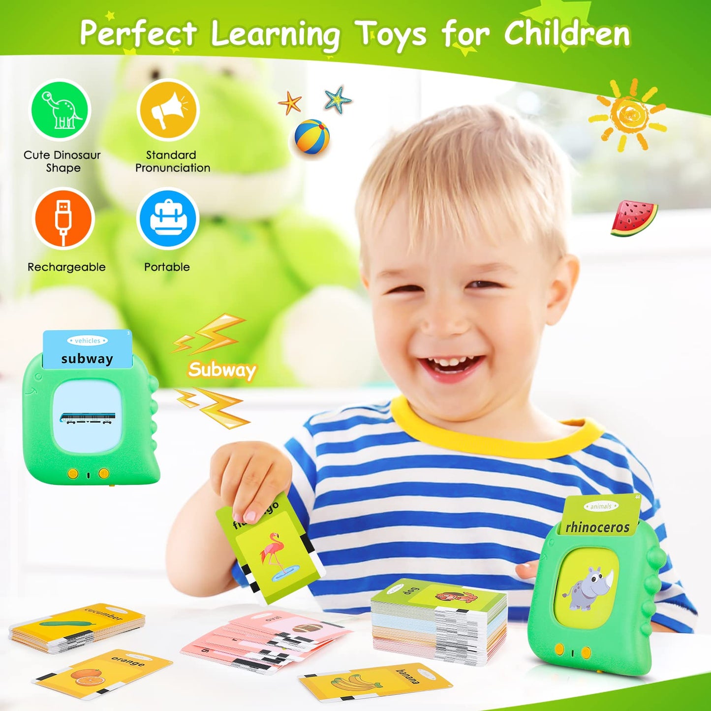 Beefox Talking Flash Cards For Toddlers 1-3, Autism Sensory Toys For Autistic Kids, Montessori Educational Learning Toys With 224 Sight Words, Speech Therapy Toys For 1-5 Year Old Boys Girls Gifts