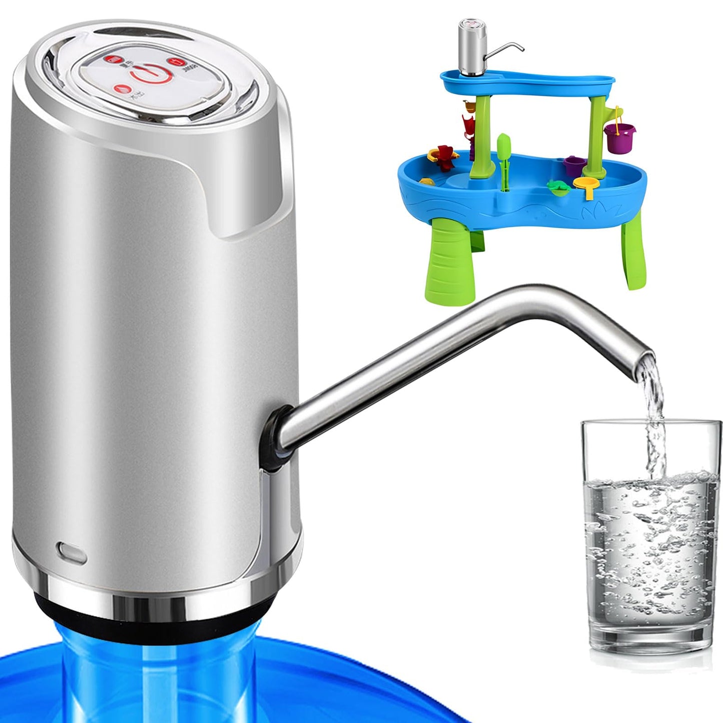 Water Pump For 5 Gallon Bottle, Electric 5 Gallon Water Dispenser Universal Usb Charging Drinking Water Bottle Pump(Silver)