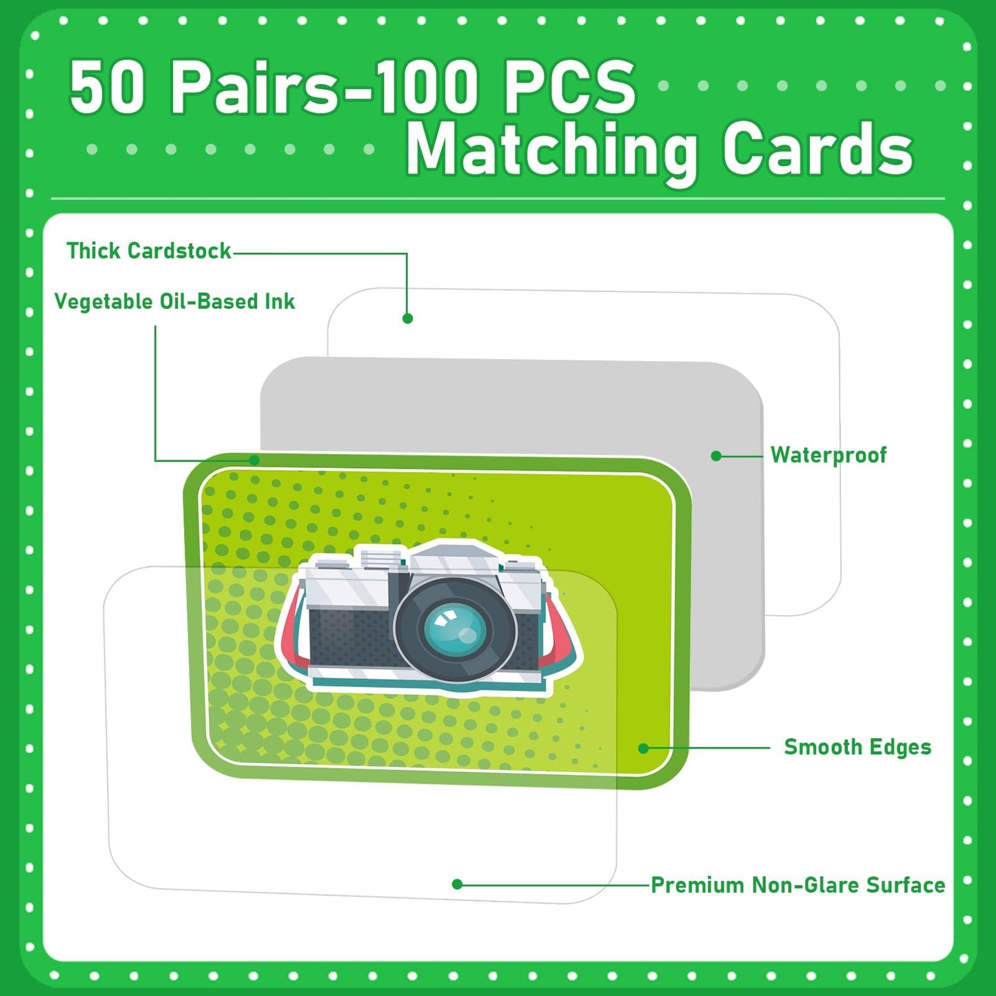 Gisgfim 50 Pairs Memory Matching Game For Kids Summer Camp Concentration Memory Card For Preschool Educational Ages 3-8 A Fun &