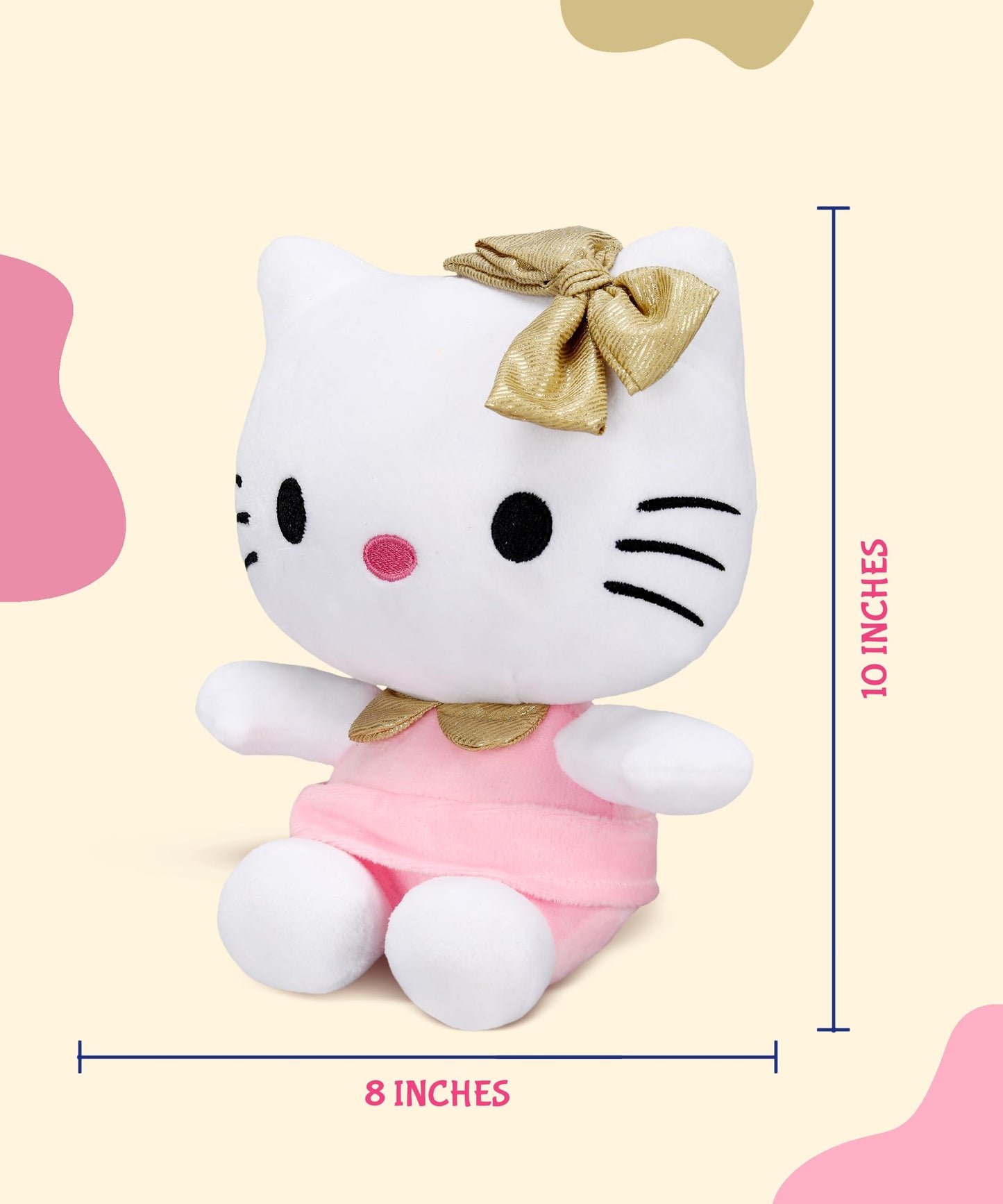 Hello Kitty In Pink Outfit And Golden Bow