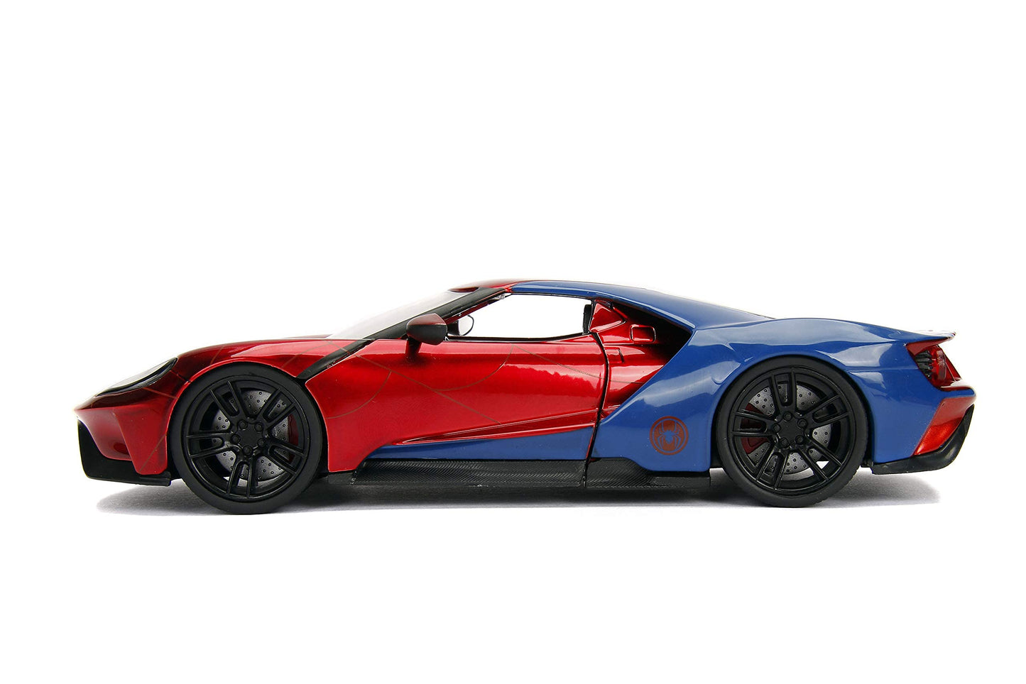Jada Toys 1:24 Scale 2017 Ford GT Die-cast Car with Spider-Man Figure, Red/Blue, Model 99725