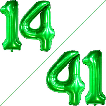 Katchon, Dark Green 14 Balloon Numbers - 40 Inch | Green Number 14 Balloons For 14Th Birthday Decorations For Girls | 14Th Birthday Balloons For 14Th Birthday Decorations For Boys | 14 Green Balloons