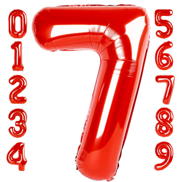 Number 7 Balloon 40 Inch Red Seven Birthday Decorations, 7 17 27 70 Year Old Balloon, Mylar Foil Balloon Number For Engagement,