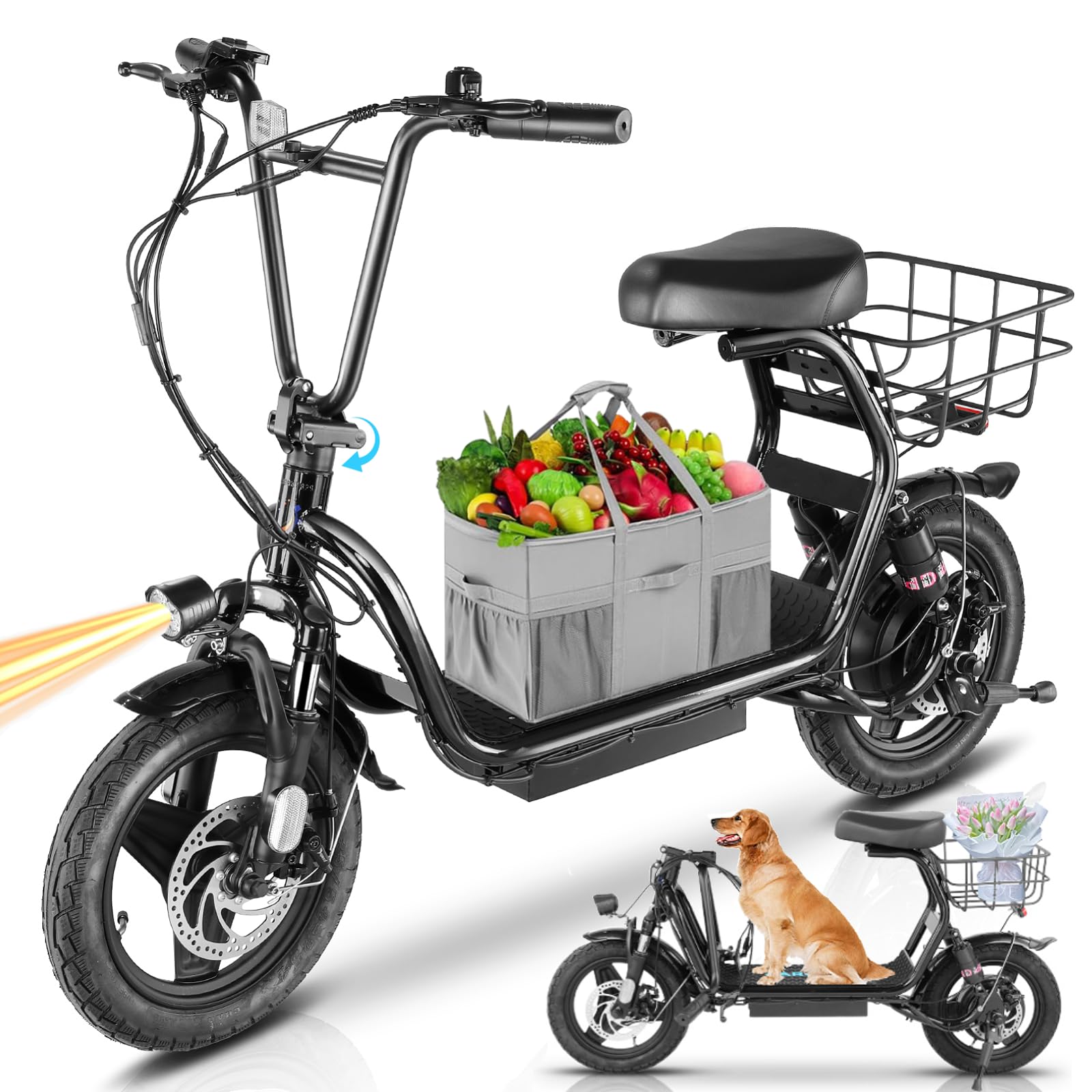 Caroma 560W Peak Electric Scooters For Adults, 14'' Fat Tire, 188Wh Battery, 15 Miles Range, 20Mph Top Speed, Foldable Electric 