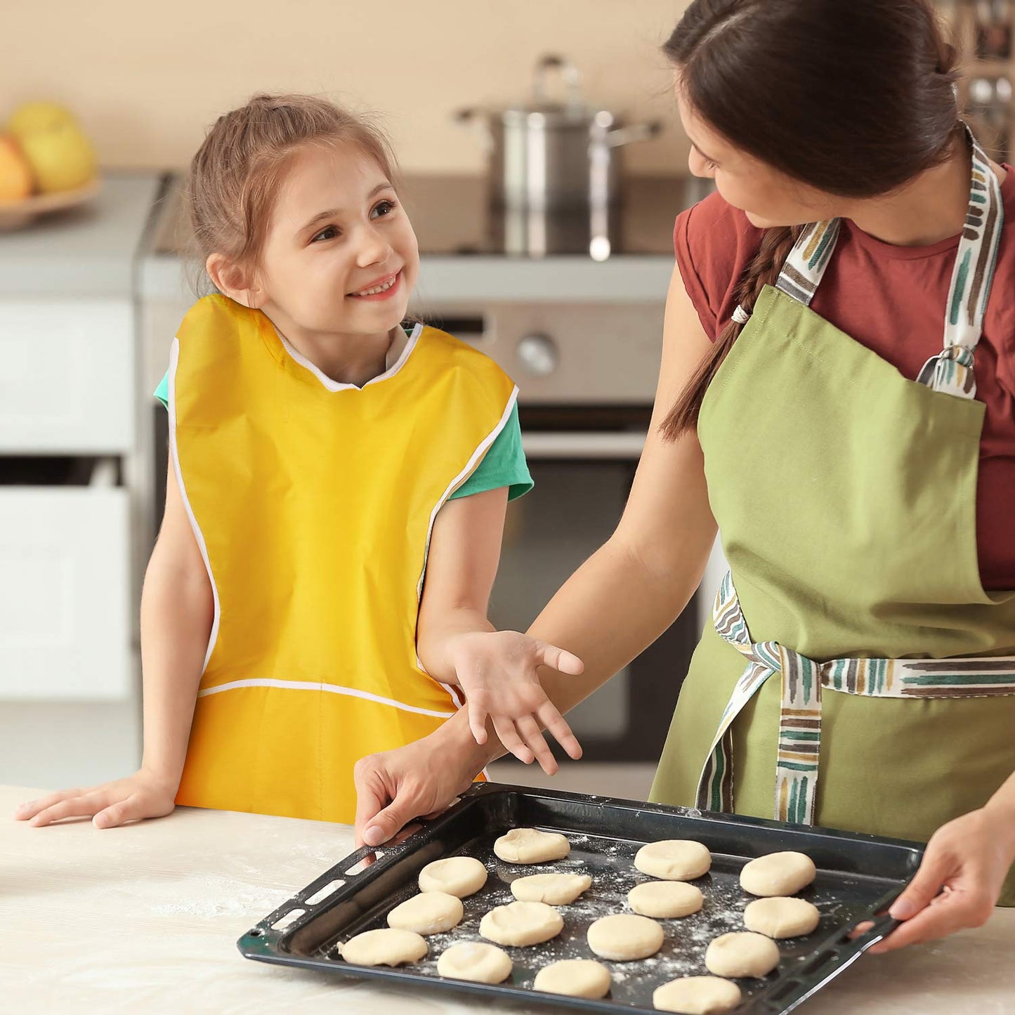 SATINIOR 4 Pieces Art Smock for Kids Waterproof Artist Painting Apron Bulk for Children Craft Handwork Cooking Toddler Activity,