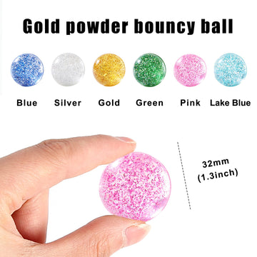 Ayfjovs 24Pcs Glitter Bouncy Balls For Kids Party Favors, 32Mm 6 Colors Rubber Bounce Balls Bulk, Easter Bag Filling, Easter Basket Stuffers