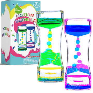 Cucue Liquid Motion Bubbler - Sensory Toys With Floating Droplets - Colorful Liquid Hourglass For Calming & Relaxing,Christmas Stocking Stuffer For Kids - New Model Big Size- 6.7X2.6In