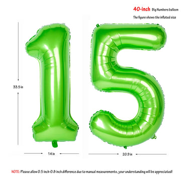 Number Balloons 40 Inch Green Birthday Party Decorations 15St Digital Jumbo Helium Foil Mylar Balloon