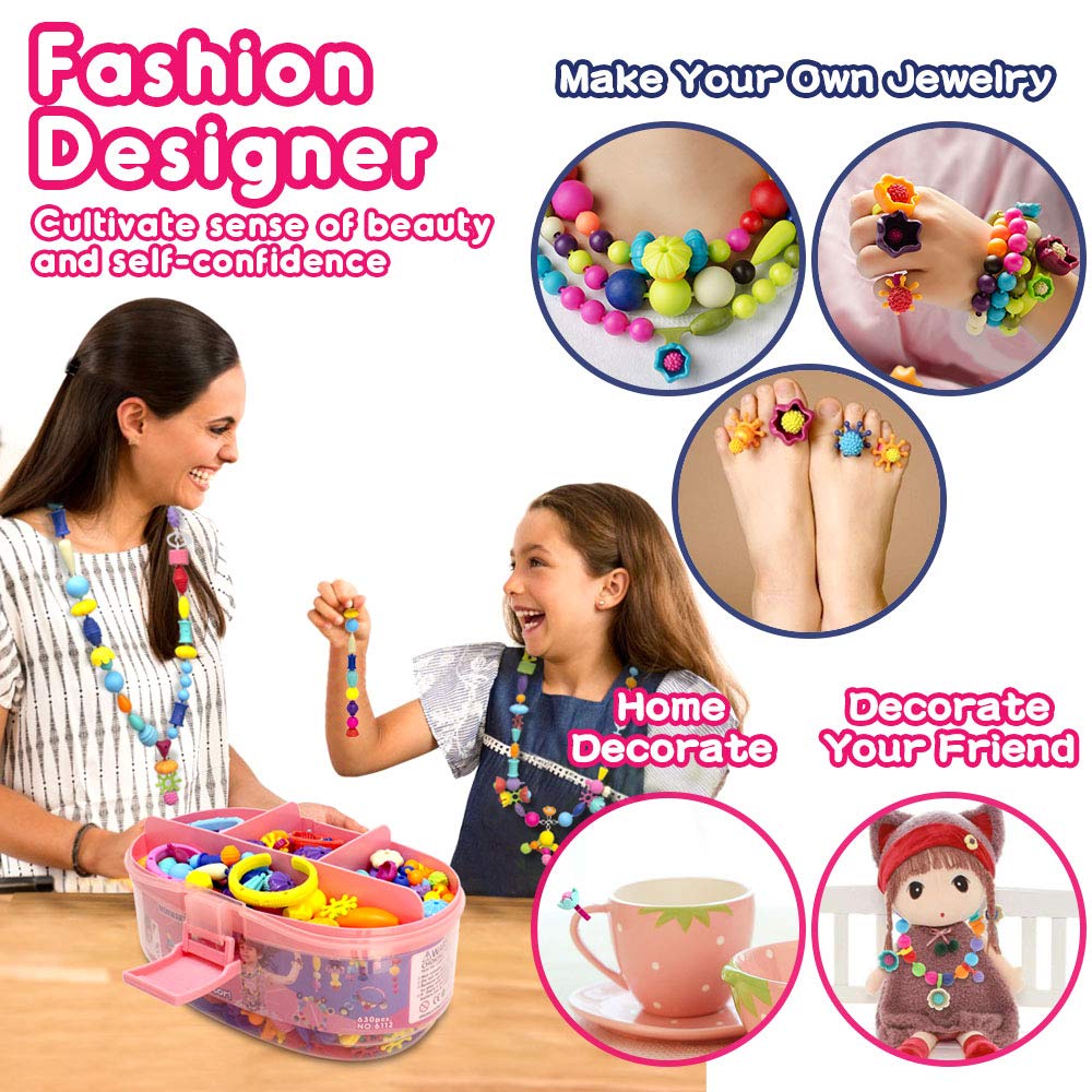 Pop Beads, Jewelry Making Kit for Girls, Art and Craft Toys Gift, DIY Bracelets Necklace Hairband and Rings Creativity Set for K