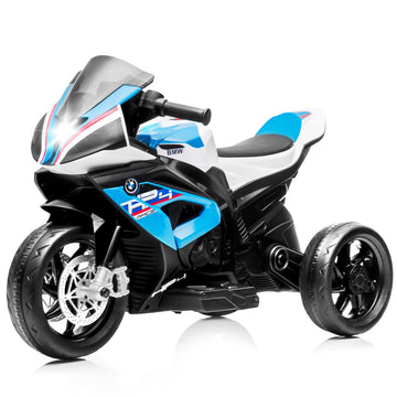 Kiddokidz Licensed BMW Kids Motorcycle - 12V Motorcycle Ride On Toy for Kids Ages 3-5 Years  3-Wheel Electric Motorcycle with Reverse  Headlight  Horn  Music(Blue)