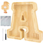 Bitreeworks Letter Piggy Bank, Personalized Wooden Coin Banks, Large Wood Money Peny Bank for Adults (9'', Alphabet L)