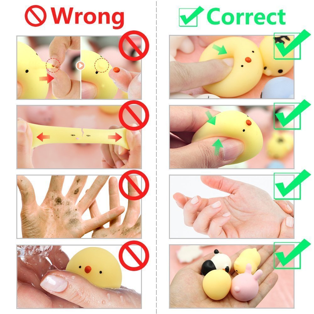 Mochi Squishys Toys, 18PCS Cute Kawaii Squishies Animals Stress Relief Toys for Kids Soft Squeeze Reliever Anxiety Toys Classroo