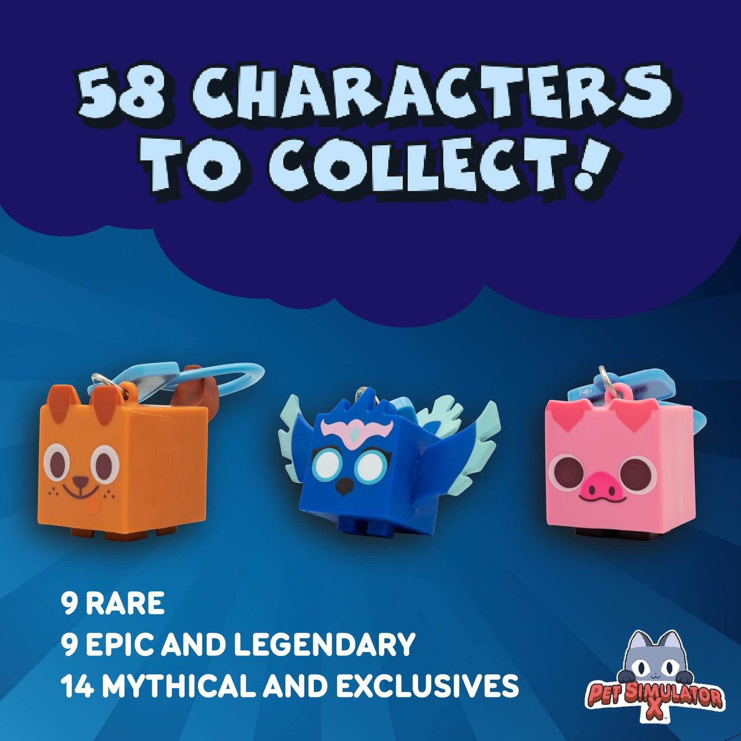 Pet Simulator X - Mystery Pet Minifigure Toys With Collector Clip - Blind Bags 24 Pack Box And Chance Of Dlc Code - Surprise Collectable