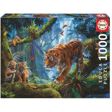 Educa - Tiger In The Tree - 1000 Piece Jigsaw Puzzle - Puzzle Glue Included - Completed Image Measures 26.8' X 18.9' - Ages 14+ (17662)
