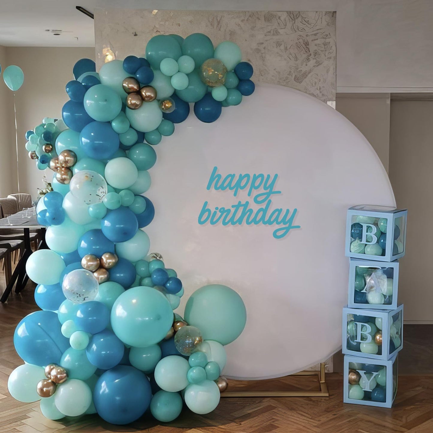Paready Teal Blue Balloons - Rubber, Metallic Gold, Perfect for Birthday, Baby Shower, Wedding, Summer Beach Party Decorations
