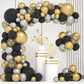 Black And Gold Balloons Arch Kit 125Pcs Metallic Gold Sliver Black Balloons 5/12/18 Inch Black And Gold Grad Balloon Garland Arc