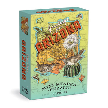 Galison Arizona Mini Shaped Puzzle - 100 Jigsaw Pieces Featuring Art By Bestselling Artist Wendy Gold, Die-Cut Mini Shaped Puzzl