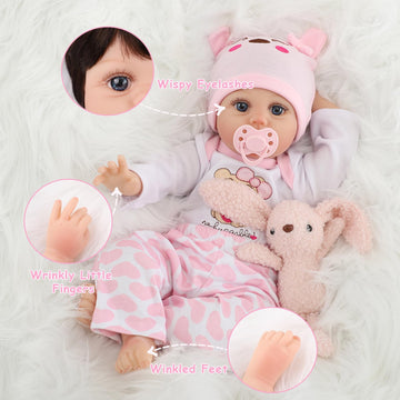 Realistic Reborn Baby Doll Girl 22'', Sweet Real Life Like Bebes De Silicona Reales Handmade, Lifelike Reborn Doll Soft Vinyl We